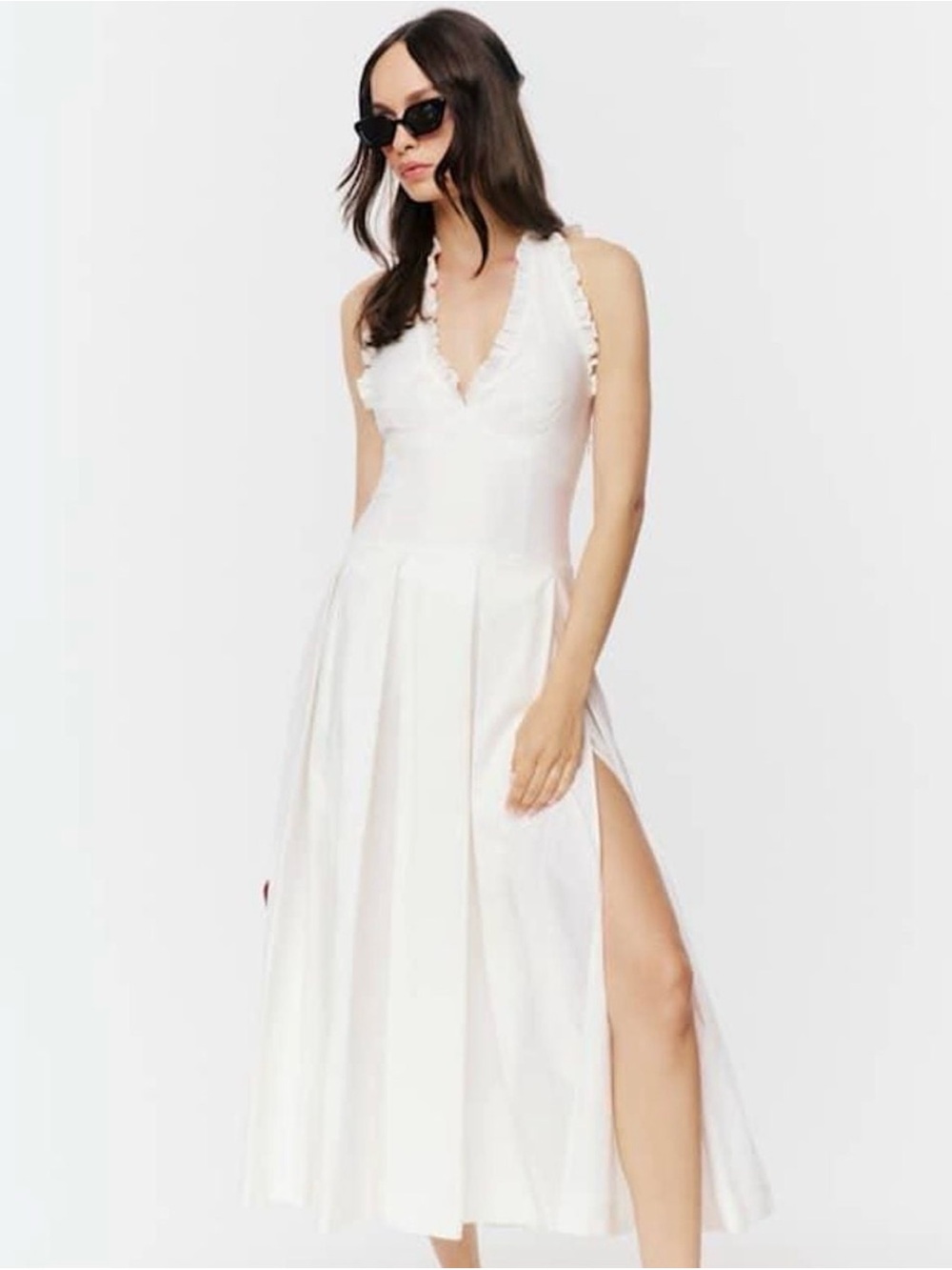 Reformation rare Beux ivory White Midi Dress with Side Slit